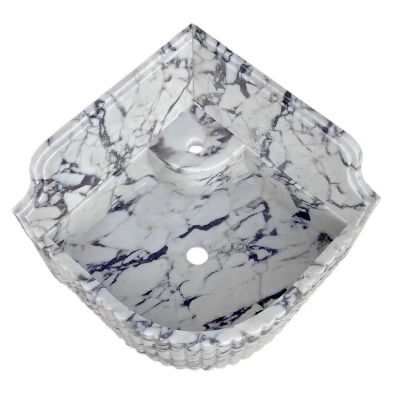 Calacatta Viola Marble Wall-Mount Bathroom Corner Sink 16x16 by GobekDesign