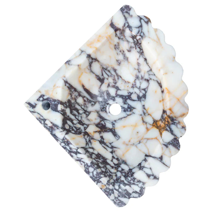 Calacatta Viola Marble Wall-mount Bathroom Corner Vanity Sink Ribbed (W)20" (L)20" (H)7" by GobekDesign