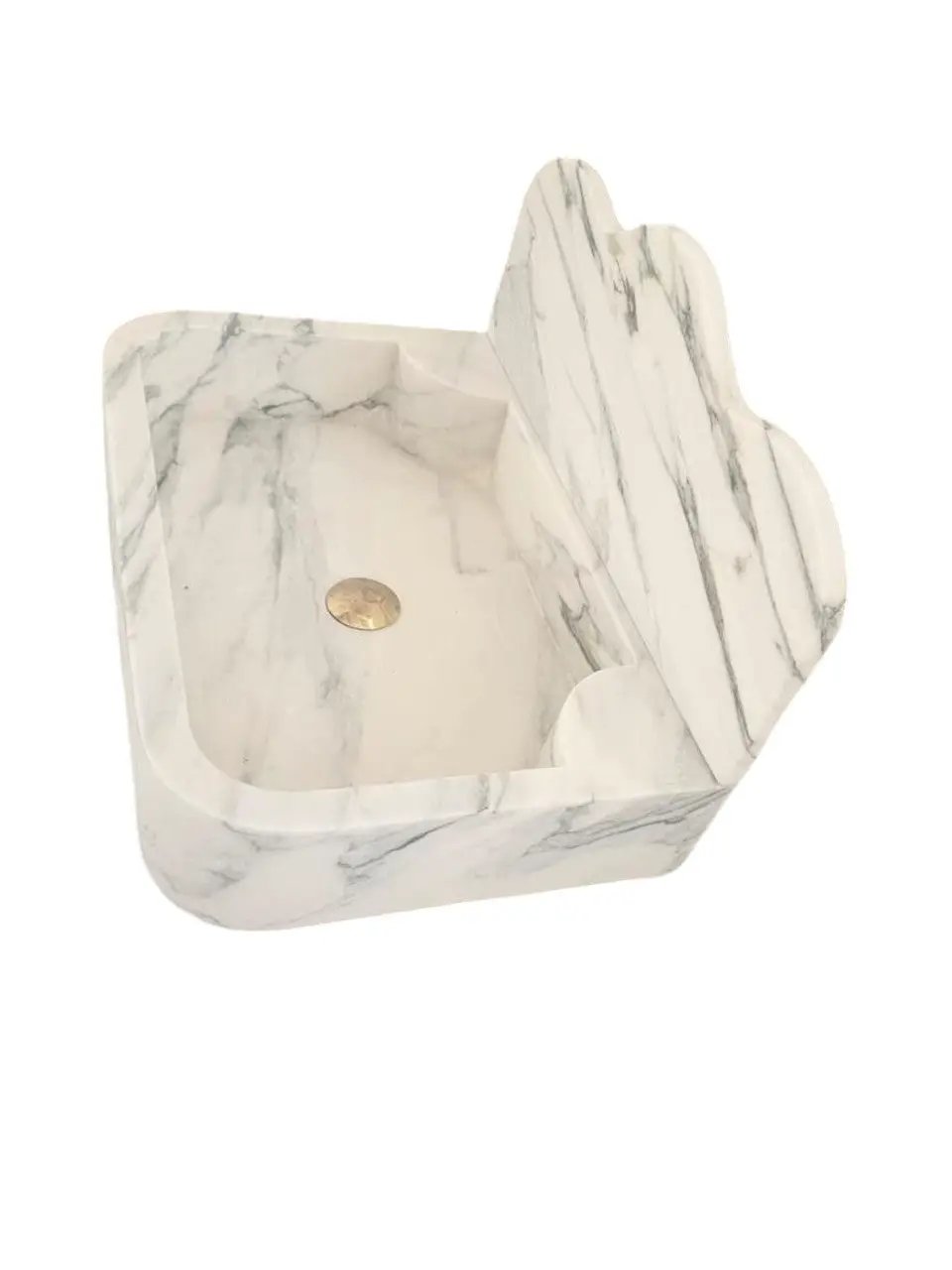 Calacatta White Marble Wall-Mount Bathroom Sink 24x16 Inches - 10 Inch Backsplash by GobekDesign