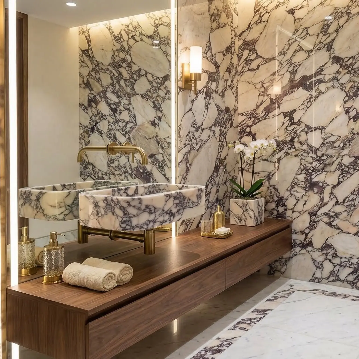 Calacatta Viola Marble Rectangular Wall Mounted Sink 12x18x7 by GobekDesign