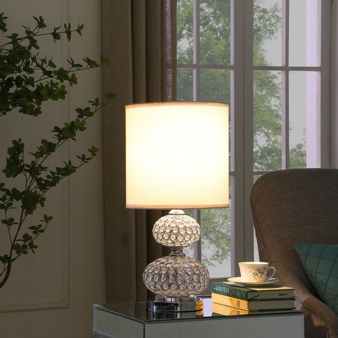 24" Chrome Filigree Cage Table Lamp with Acrylic Beads - Silver, photo 2 of 4