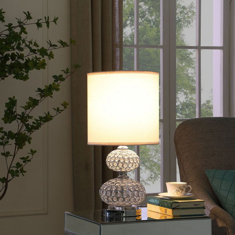 24" Chrome Filigree Cage Table Lamp with Acrylic Beads - Silver, photo 2 of 4