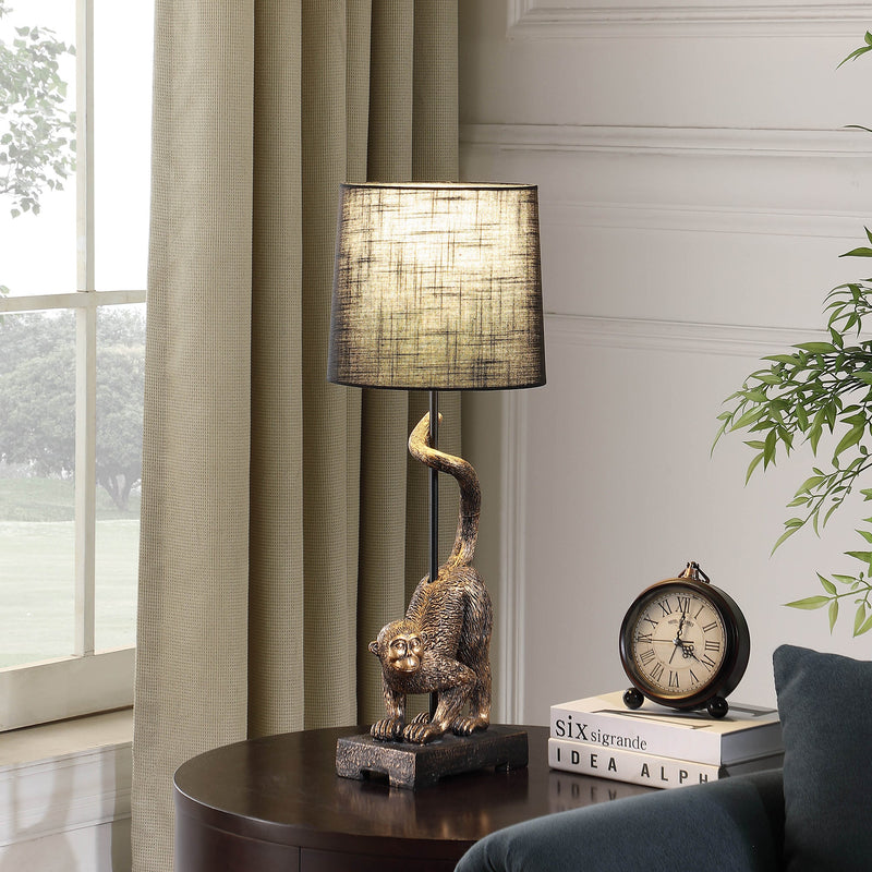 24" Wildlife Capuchin Monkey Table Lamp with Antique Bronze Finish - Golden Black, photo 2 of 5