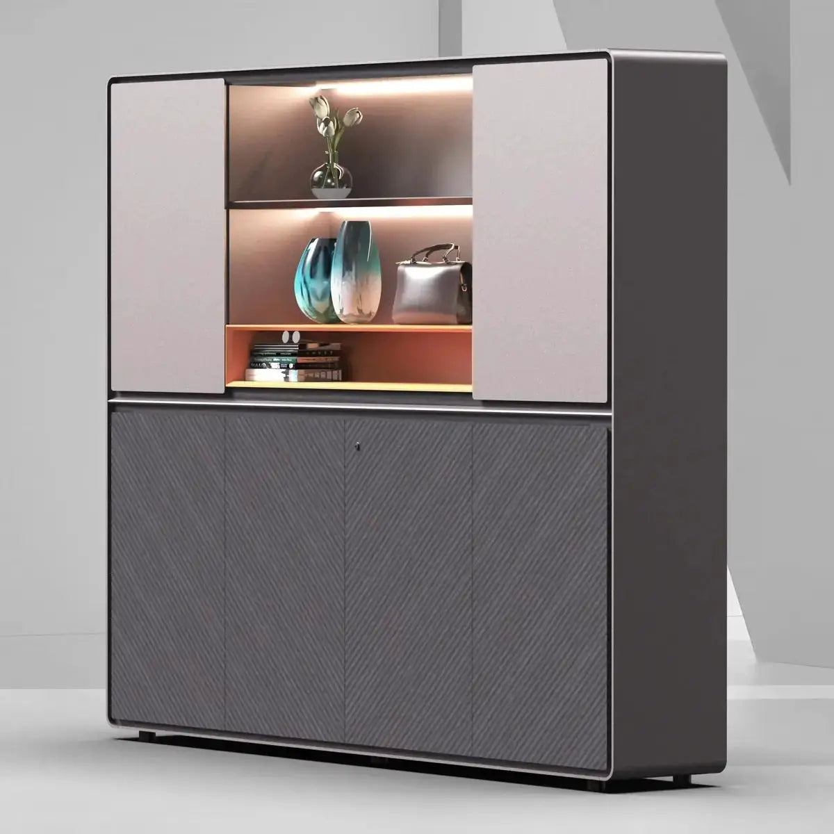 Lisse · Office Shelves w/ Integrated Lighting & Storage Cabinets by Arc Grove