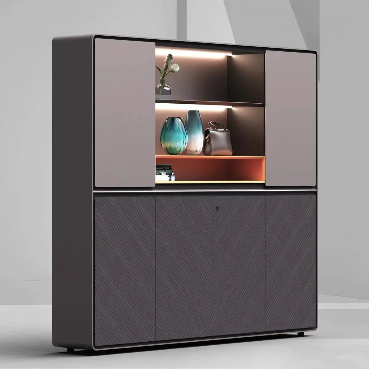 Lisse · Office Shelves w/ Integrated Lighting & Storage Cabinets by Arc Grove