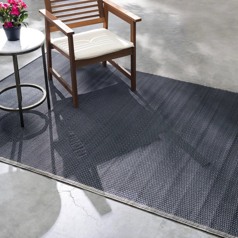 Cancun Shadow - Sand & Black Outdoor Rug for Patio by Fab Habitat