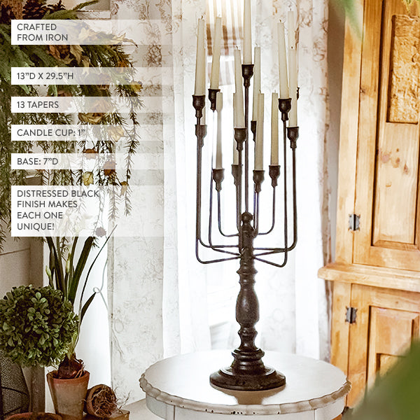 13 Taper Candle Black Iron Candelabra, photo 2 of 8
