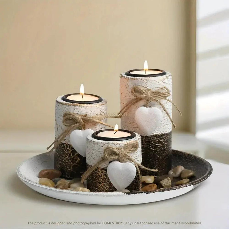 Candle Holder - Decorative Wooden Set by House Of Avana