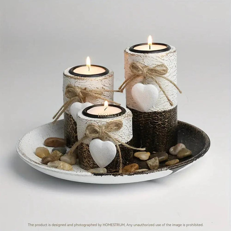 Candle Holder - Decorative Wooden Set by House Of Avana