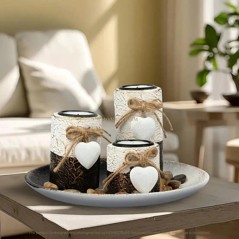 Candle Holder - Decorative Wooden Set by House Of Avana