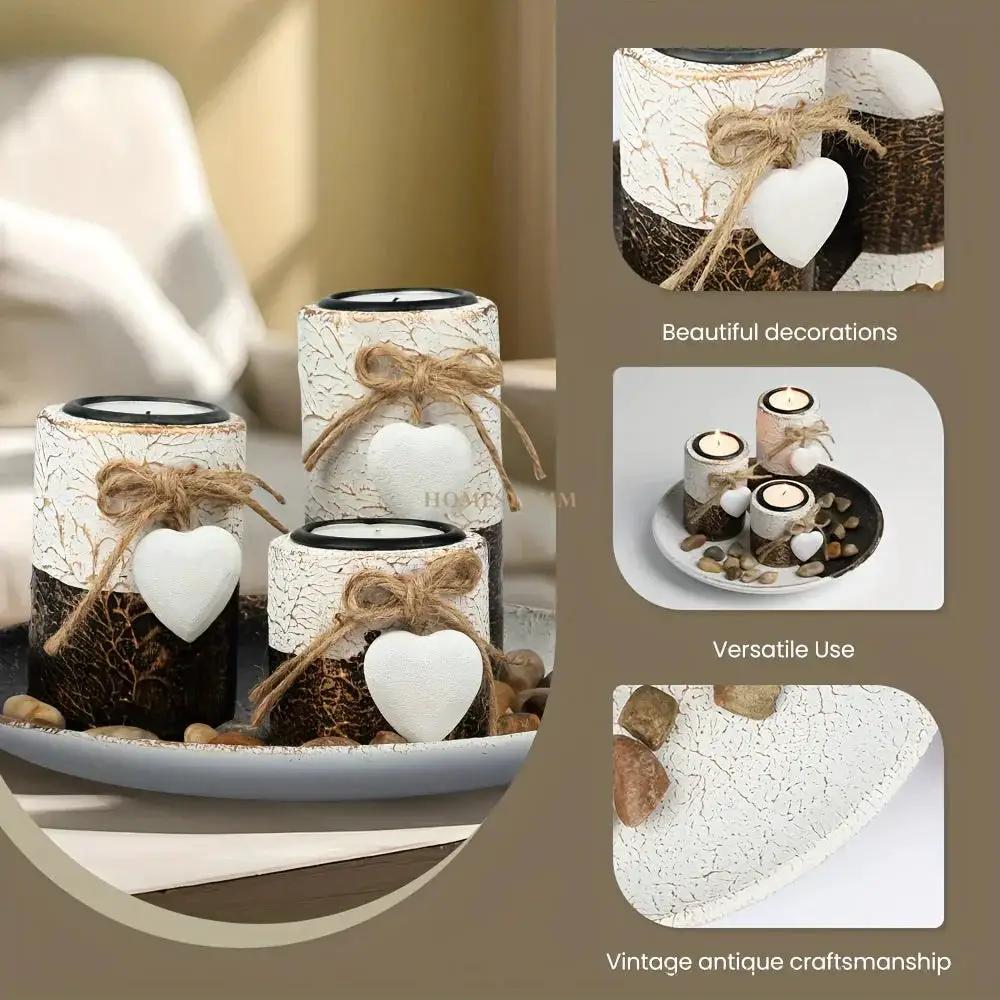 Candle Holder - Decorative Wooden Set by House Of Avana