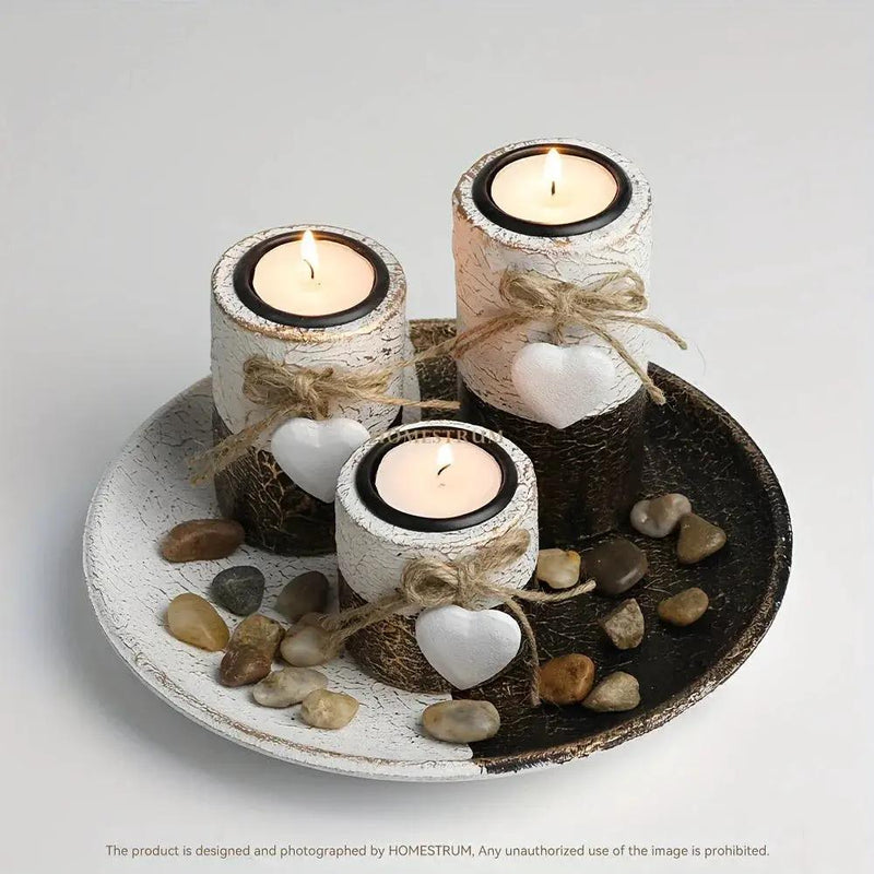 Candle Holder - Decorative Wooden Set by House Of Avana