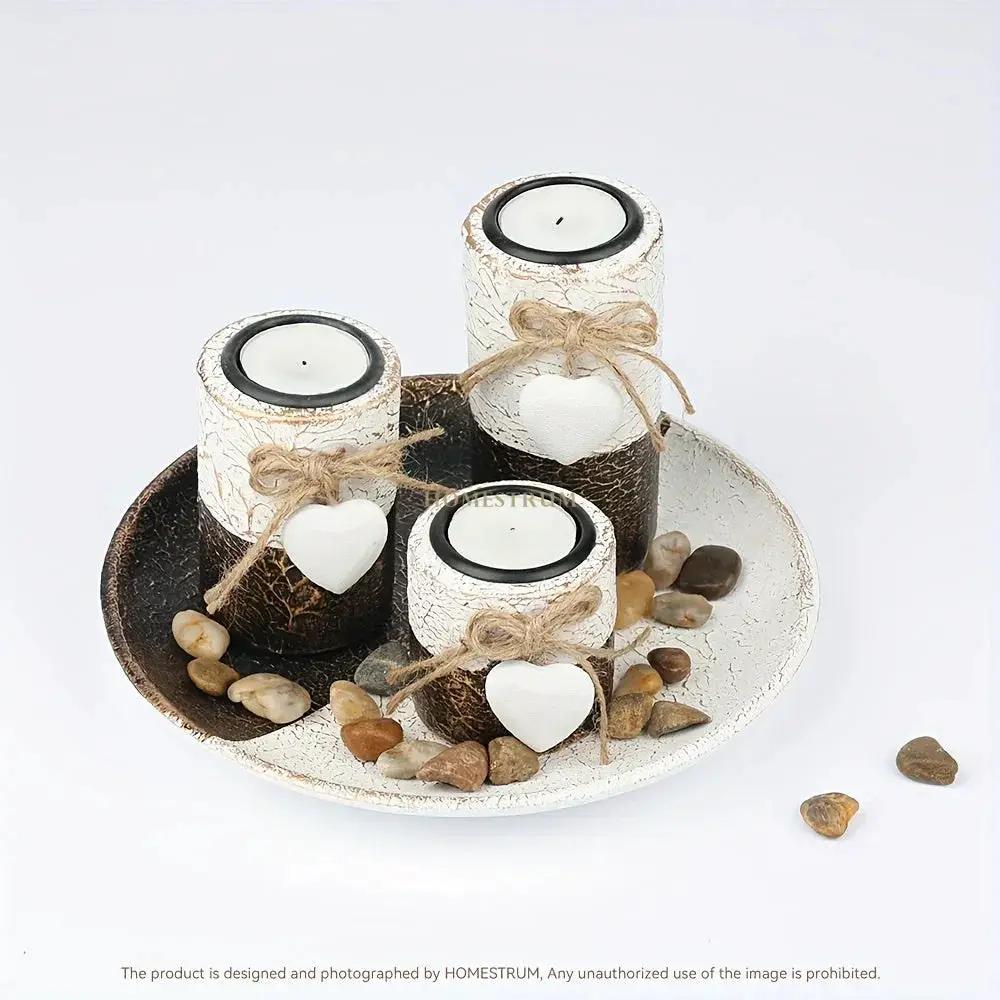 Candle Holder - Decorative Wooden Set by House Of Avana