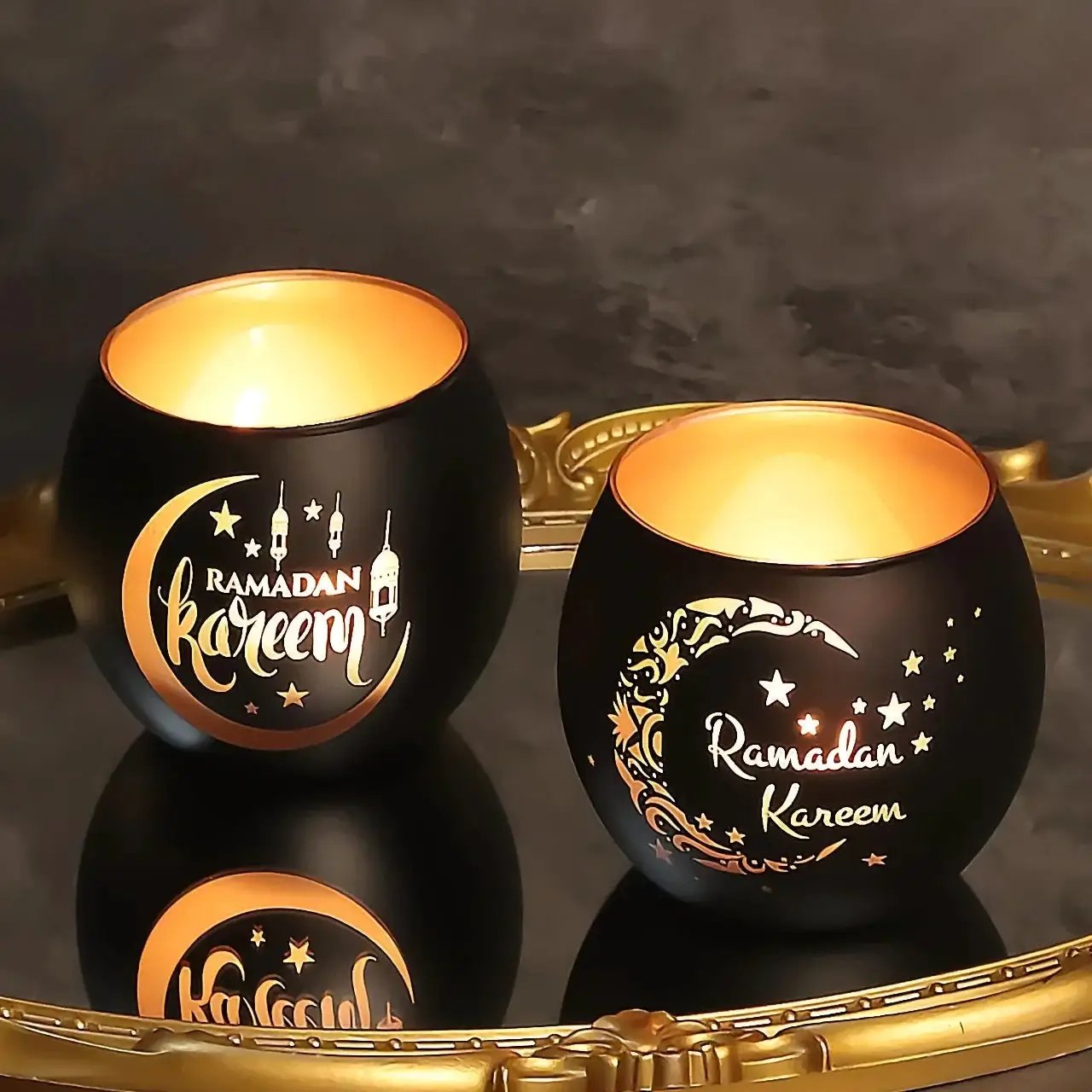 Candle Holder - Glass Moon Star by House Of Avana