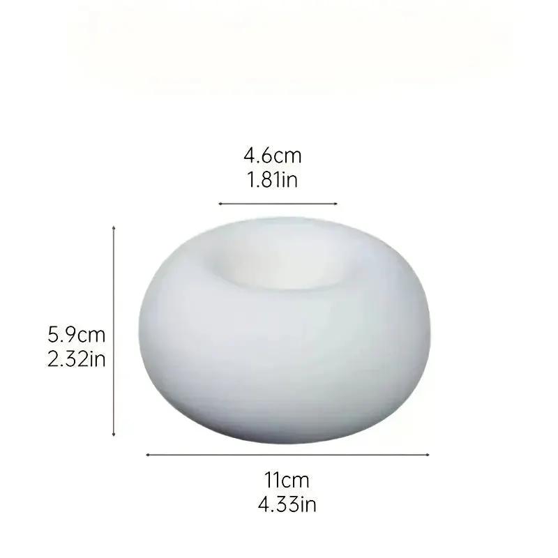 Candle Holder - Hand-Painted Ceramic White Round by House Of Avana
