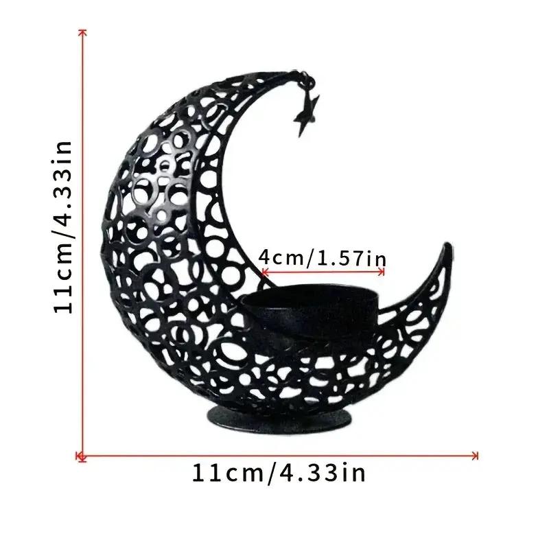 Candle Holder - Hollow Metal Moon by House Of Avana