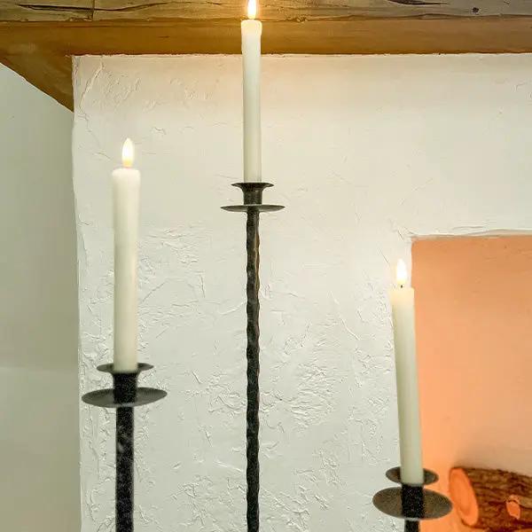 Tall Hand-Forged Cast Iron Floor Candle Holders, Set of 3 by Decor Steals