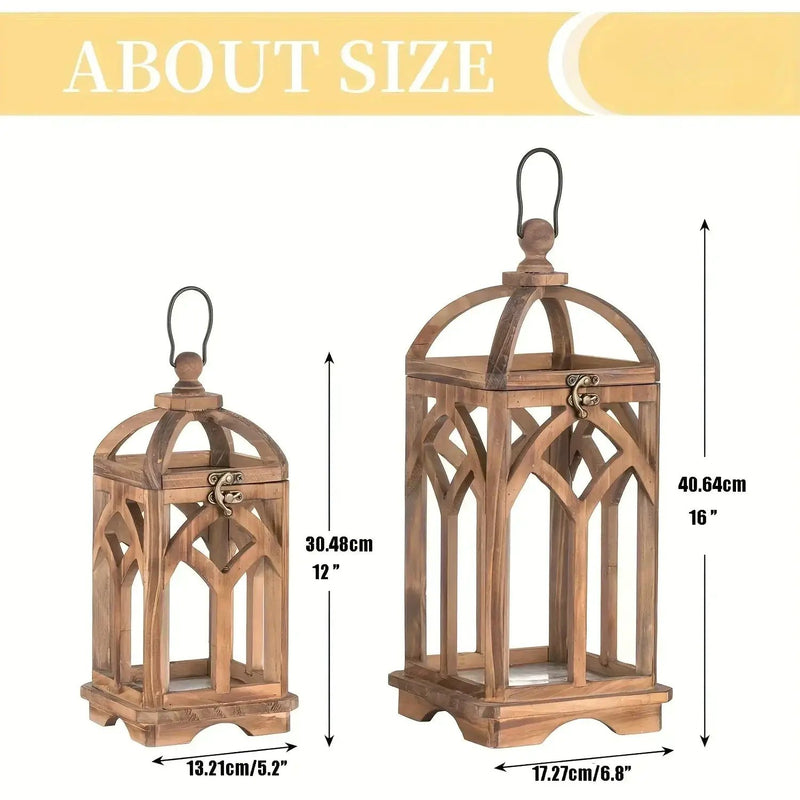 Candle Lantern - Rustic Wooden Set by House Of Avana