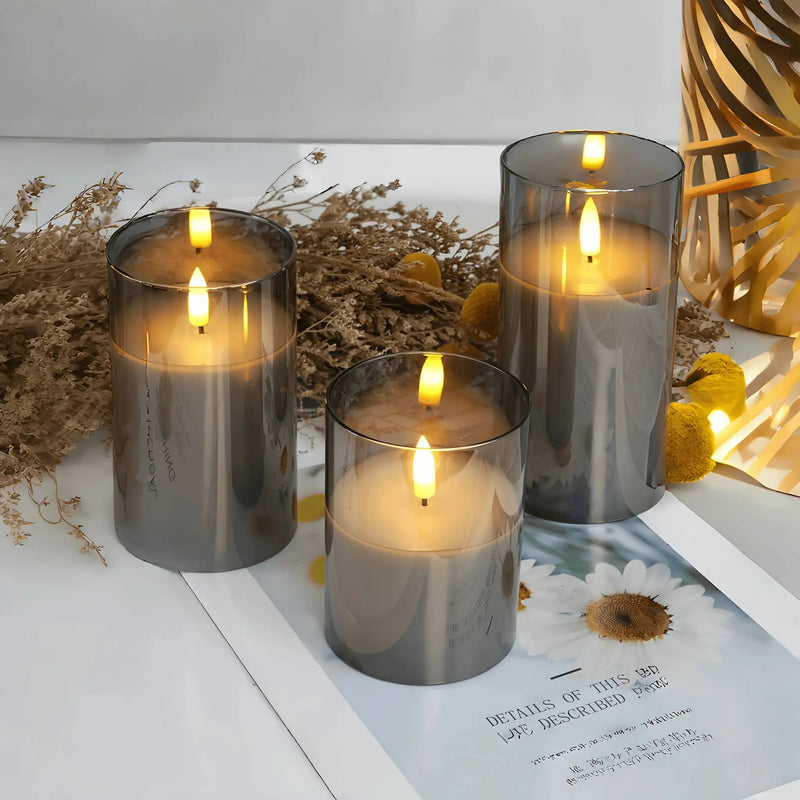Candles - Flameless Gray 3-Pack by House Of Avana