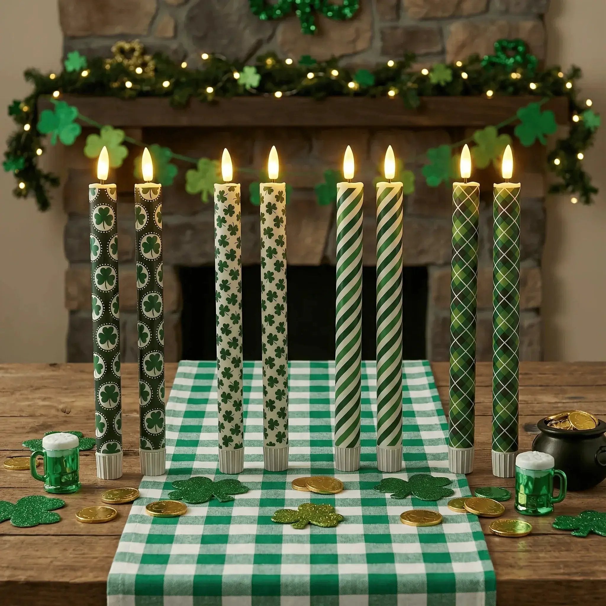 Candles - LED Green 10 Inch Set by House Of Avana