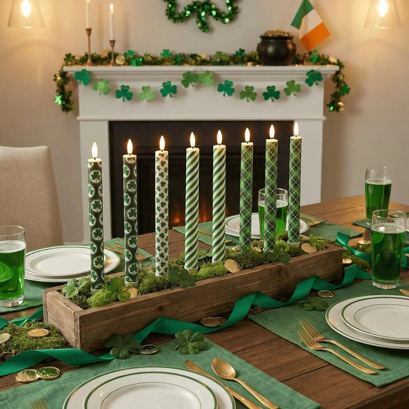 Candles - LED Green 10 Inch Set by House Of Avana