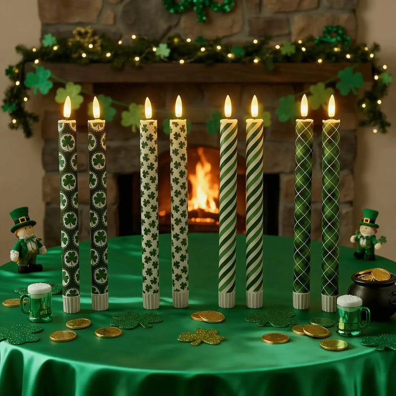 Candles - LED Green 10 Inch Set by House Of Avana