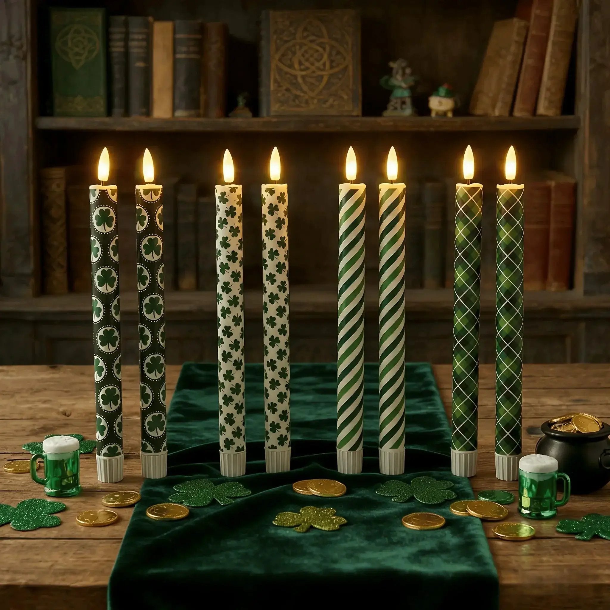 Candles - LED Green 10 Inch Set by House Of Avana