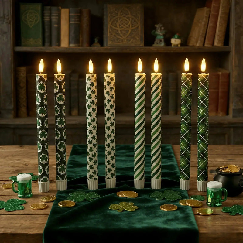 Candles - LED Green 10 Inch Set by House Of Avana