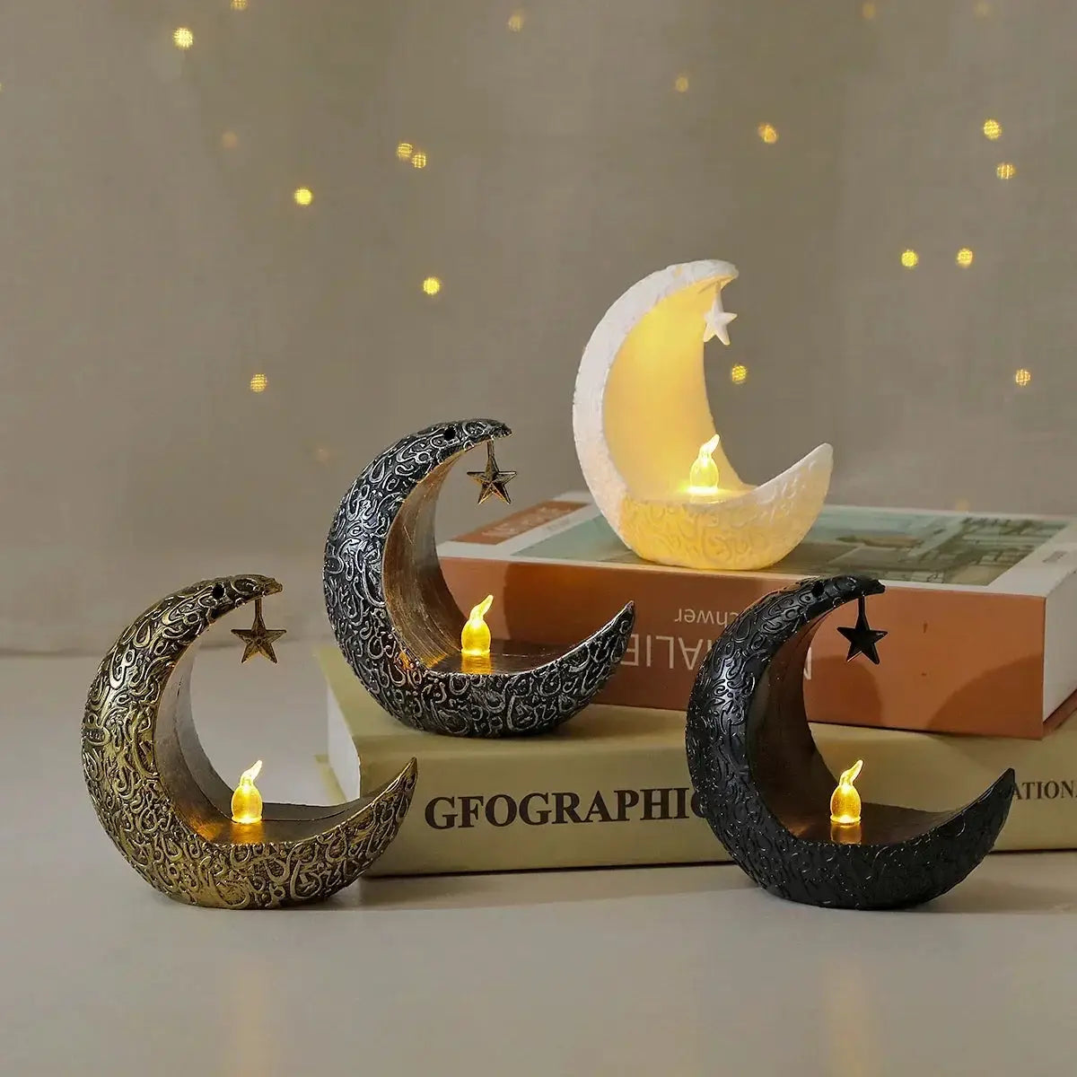 Candlestick - LED Star Moon Style White by House Of Avana