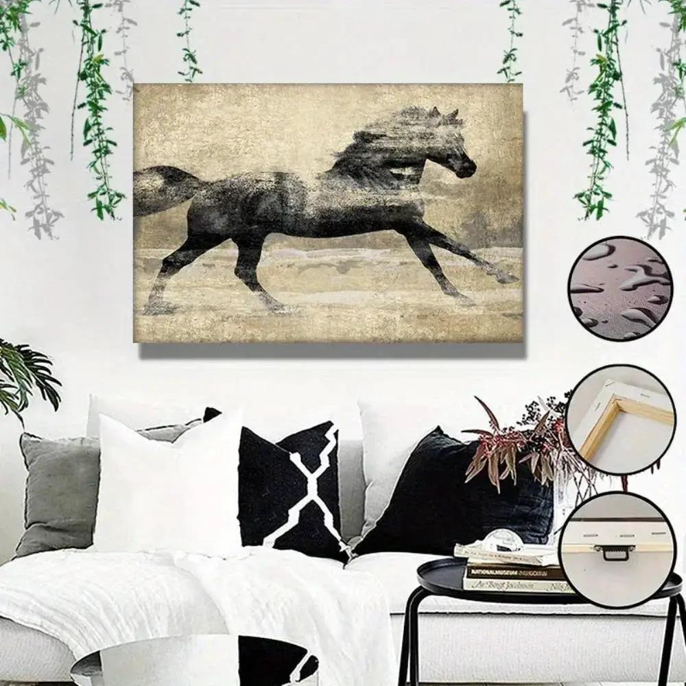 Canvas Art - Galloping Horse Wooden Large by House Of Avana
