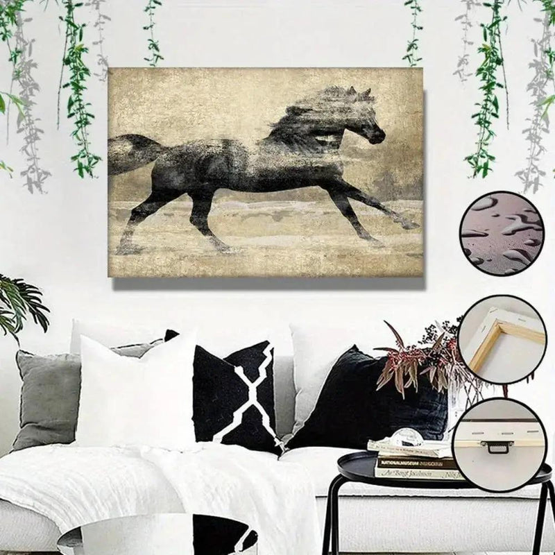 Canvas Art - Galloping Horse Wooden Large by House Of Avana