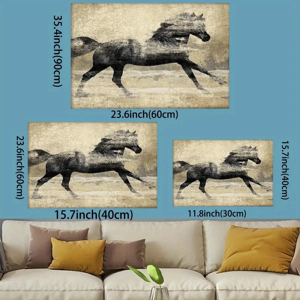 Canvas Art - Galloping Horse Wooden Large by House Of Avana