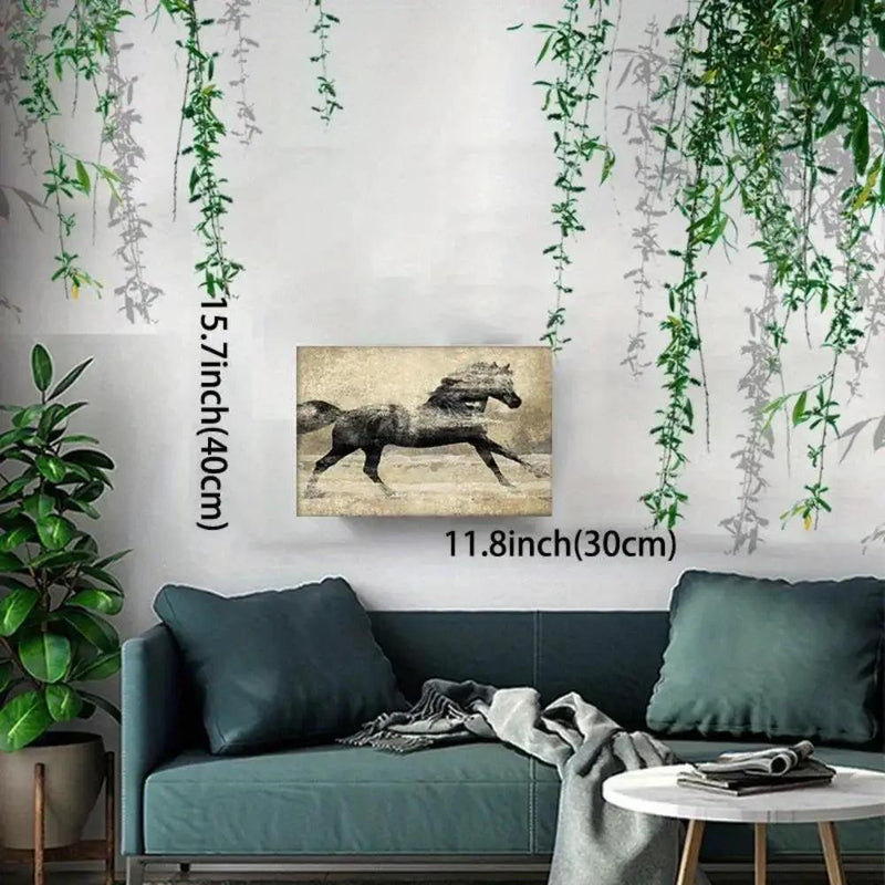 Canvas Art - Galloping Horse Wooden Large by House Of Avana