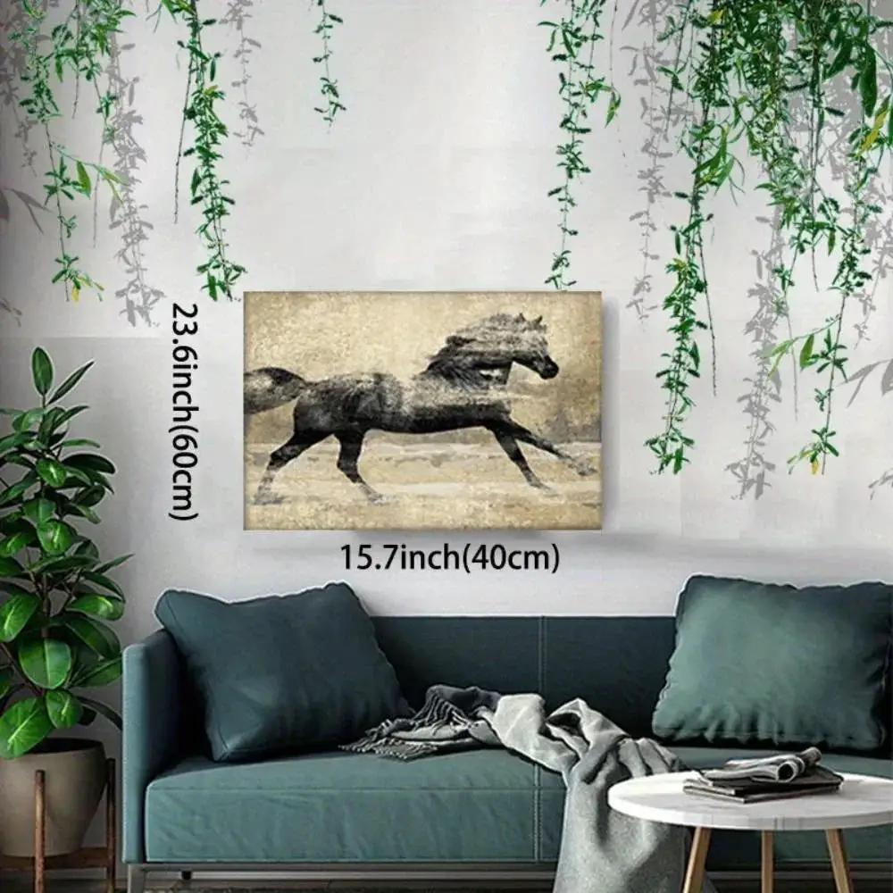 Canvas Art - Galloping Horse Wooden Large by House Of Avana