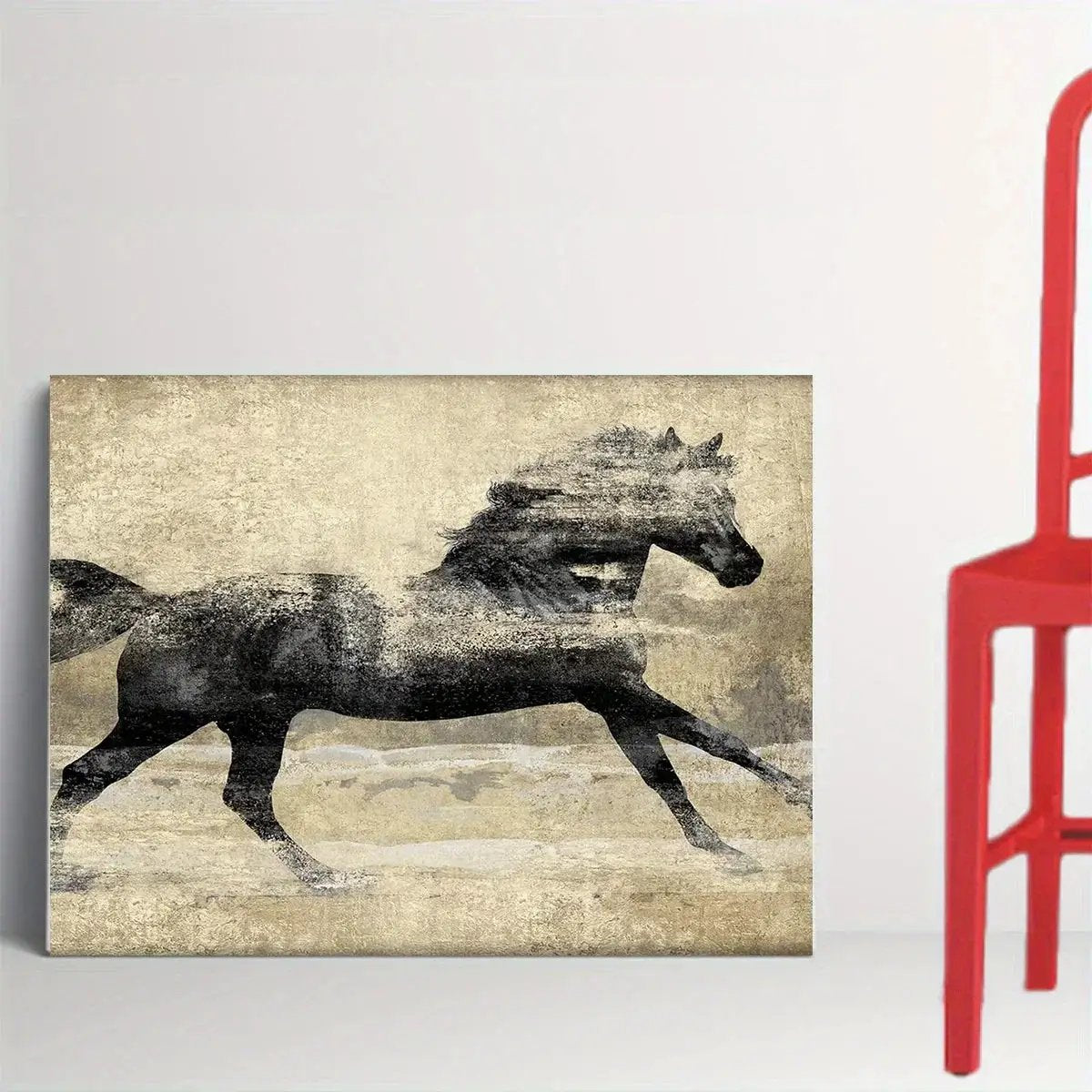 Canvas Art - Galloping Horse Wooden Large by House Of Avana