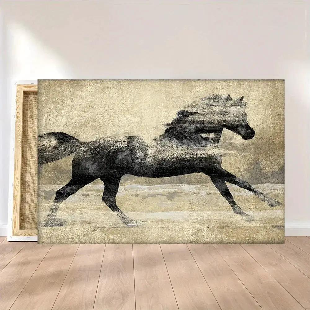 Canvas Art - Galloping Horse Wooden Large by House Of Avana