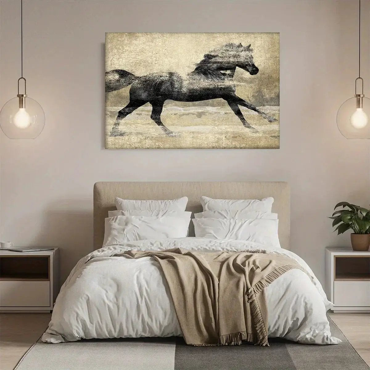 Canvas Art - Galloping Horse Wooden Large by House Of Avana