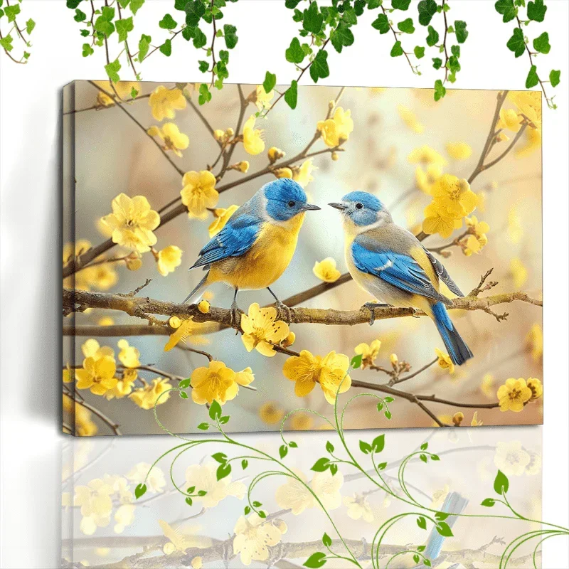Canvas Painting - Decorative Wooden Two Birds by House Of Avana