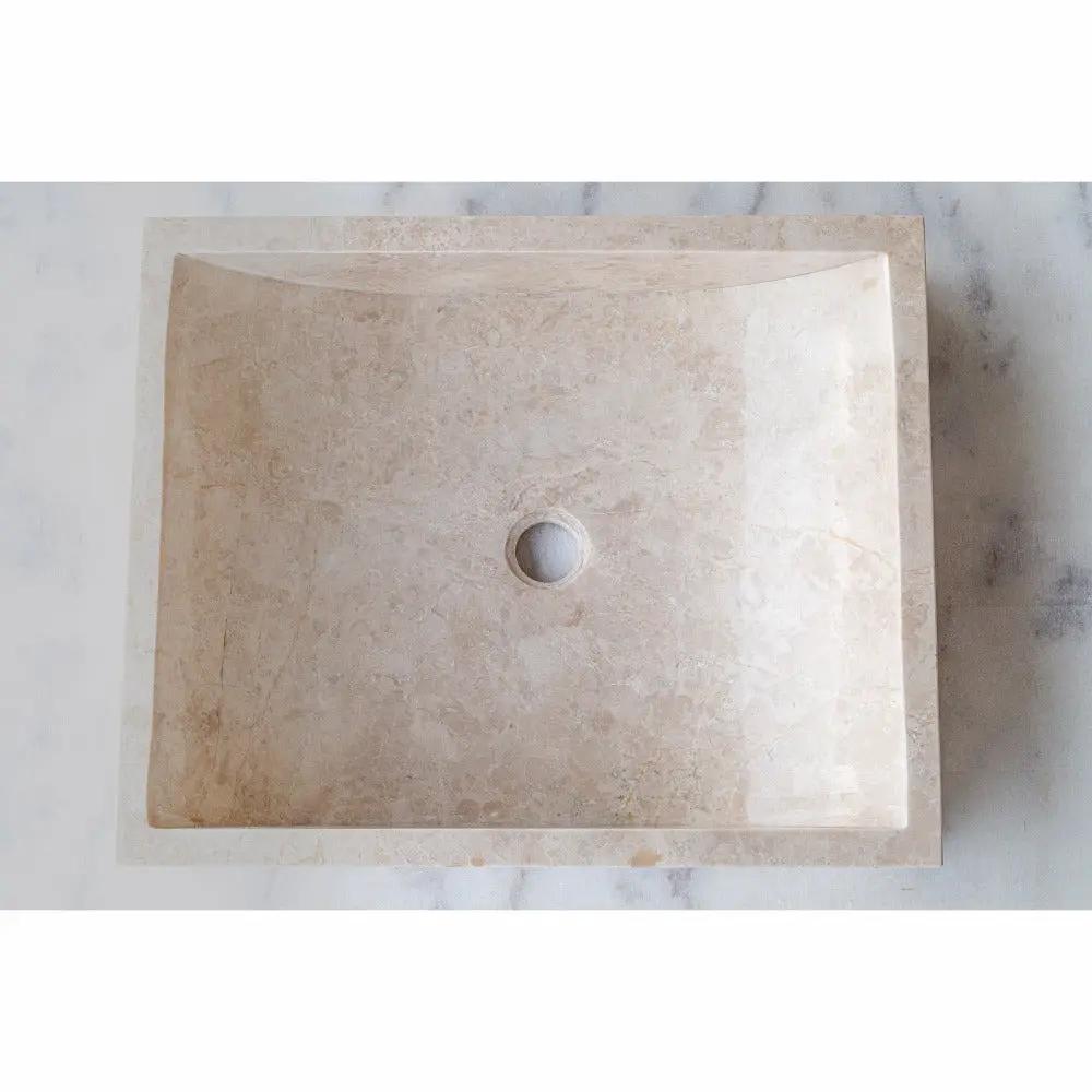 Cappuccino Beige Natural Marble Rectangular Above Counter Vessel Sink 18x21.5 Inch by GobekDesign