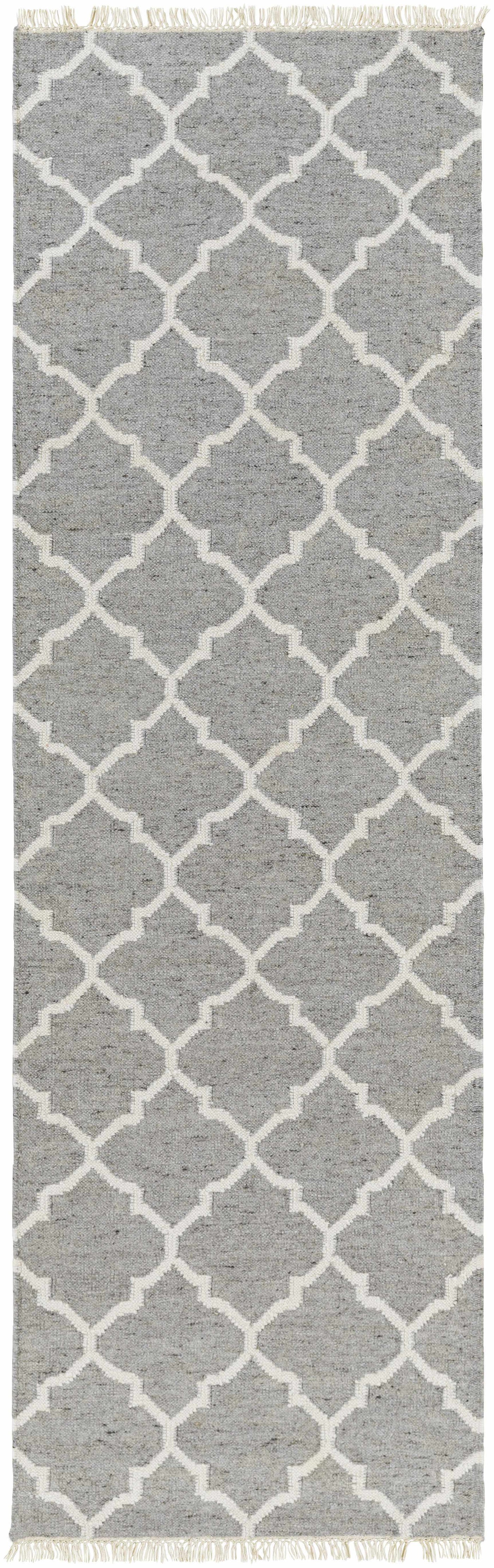 Cardin Charcoal Trellis Wool&Viscose Rug - Clearance by Boutique Rugs