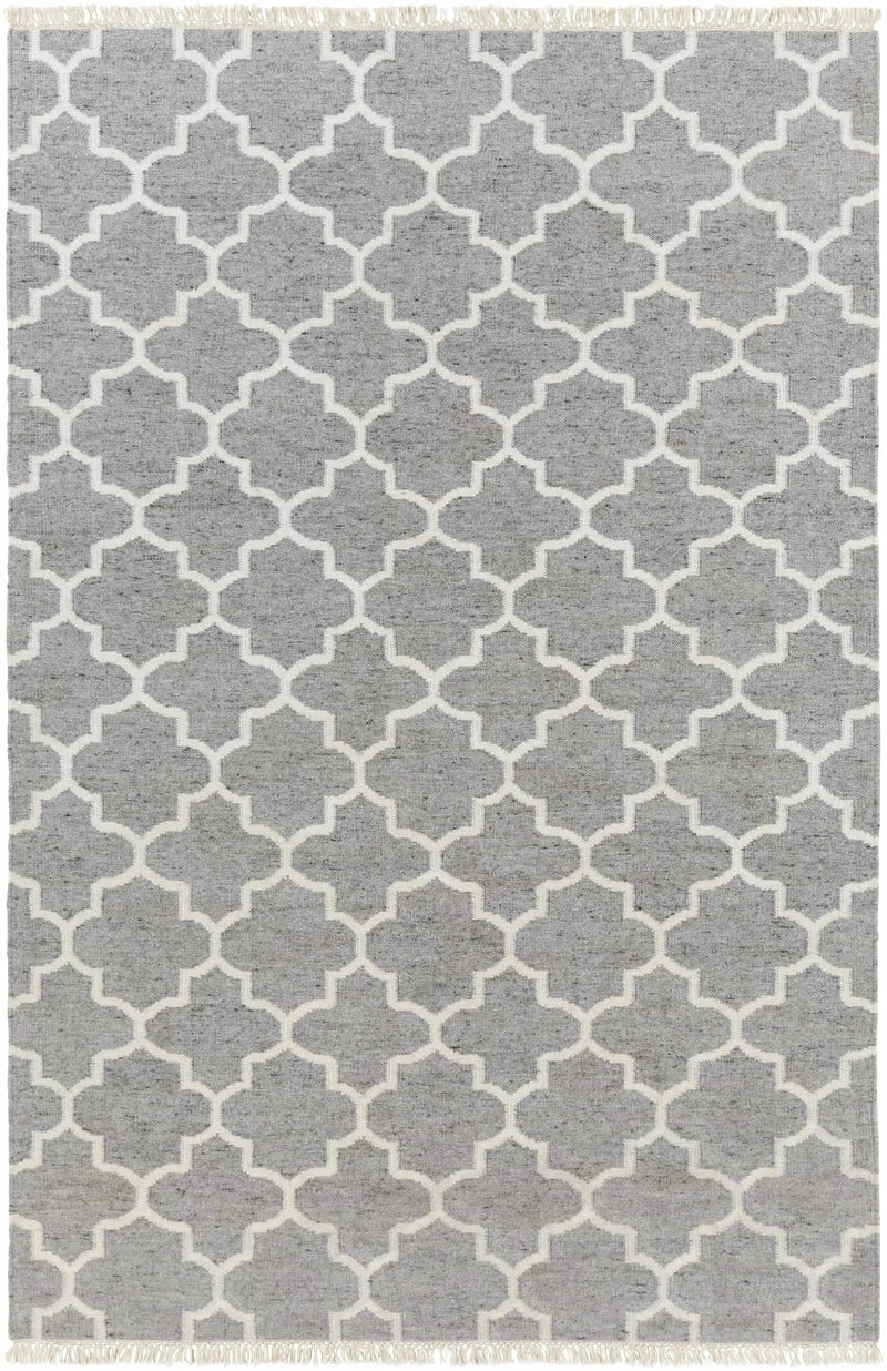 Cardin Charcoal Trellis Wool&Viscose Rug - Clearance by Boutique Rugs