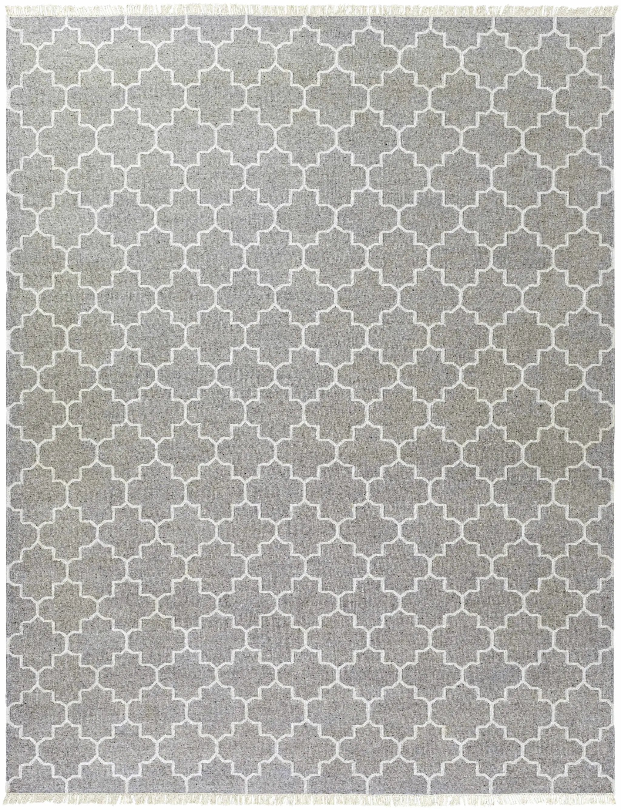 Cardin Charcoal Trellis Wool&Viscose Rug - Clearance by Boutique Rugs