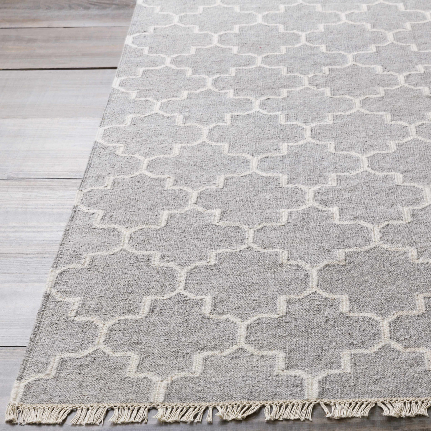 Cardin Charcoal Trellis Wool&Viscose Rug - Clearance by Boutique Rugs