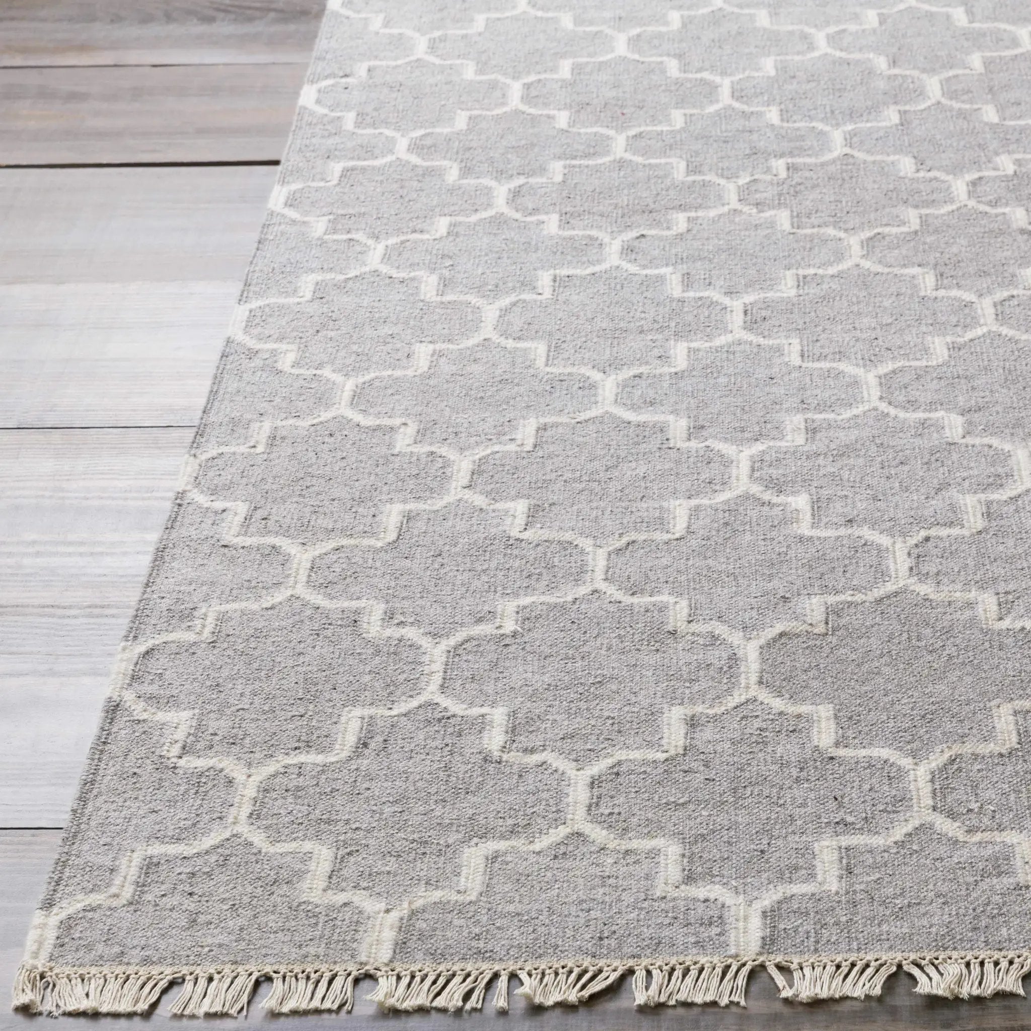 Cardin Charcoal Trellis Wool&Viscose Rug - Clearance by Boutique Rugs