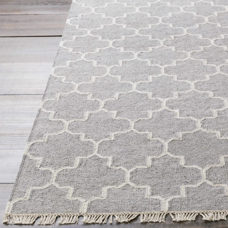 Cardin Charcoal Trellis Wool&Viscose Rug - Clearance by Boutique Rugs