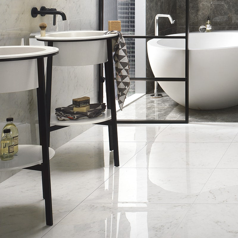 Carrara Blanco Natural Marble Look Porcelain Tiles 12x24 Porcelain Natural 12x24 Tiles — 2