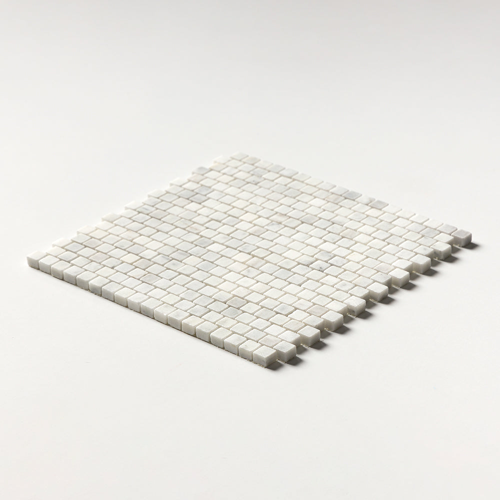 Carrara Blend Honed Staggered Joint 5/8x5/8 Marble Mosaics 12x12 Marble Honed 12x12 Mosaics — 2