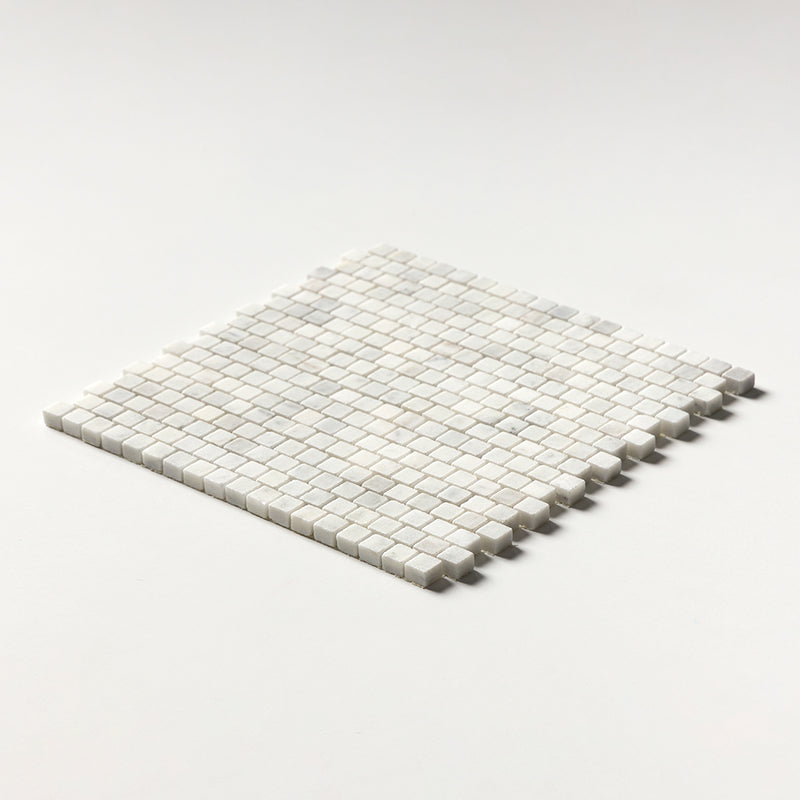 Carrara Blend Honed Staggered Joint 5/8x5/8 Marble Mosaics 12x12 Marble Honed 12x12 Mosaics — 2