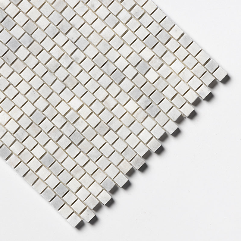 Carrara Blend Honed Staggered Joint 5/8x5/8 Marble Mosaics 12x12 Marble Honed 12x12 Mosaics — 3