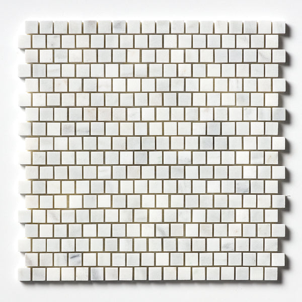 Carrara Blend Honed Staggered Joint 5/8x5/8 Marble Mosaics 12x12